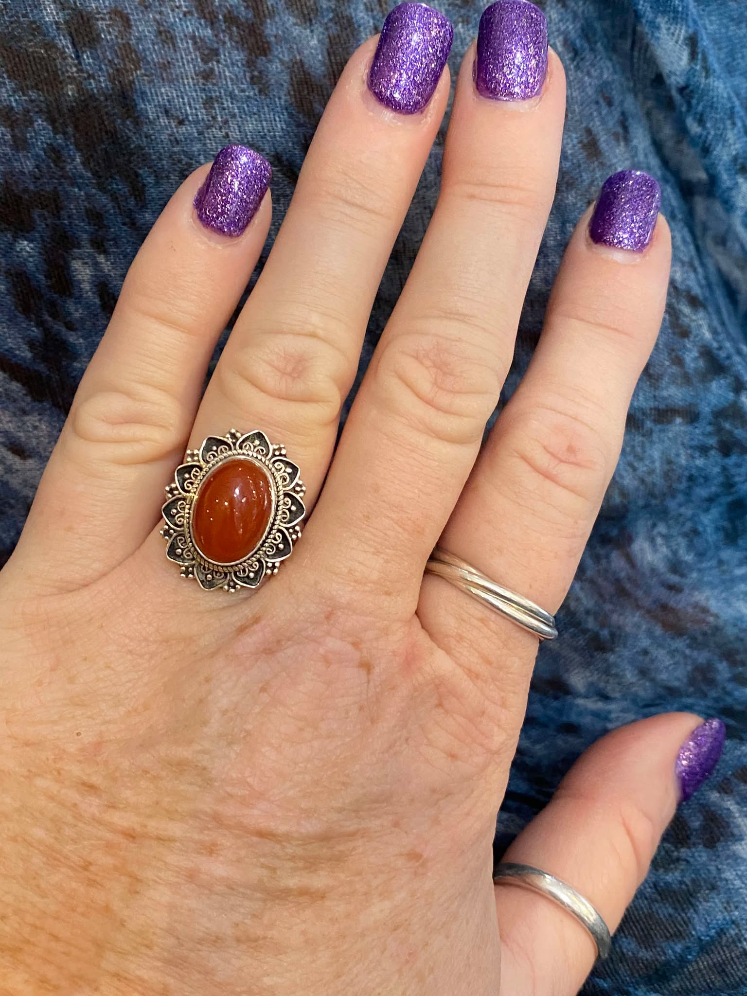 Carnelian Oval Ring set in Sterling Silver