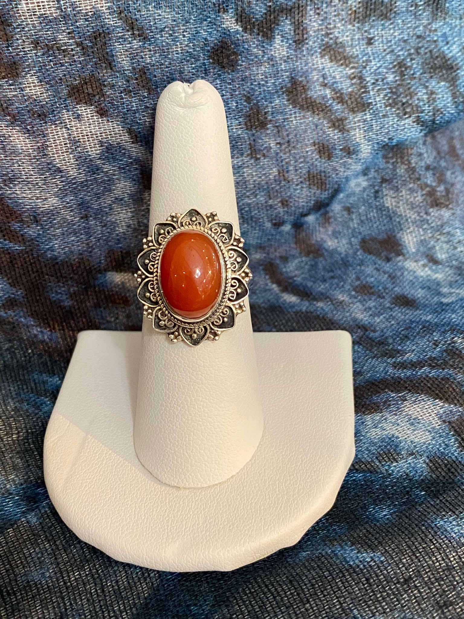 Carnelian Oval Ring set in Sterling Silver