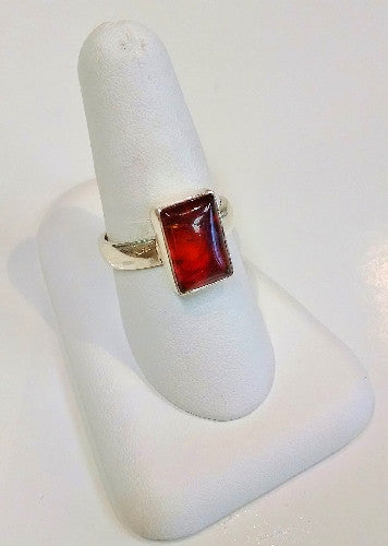 Amber and Sterling Silver Ring