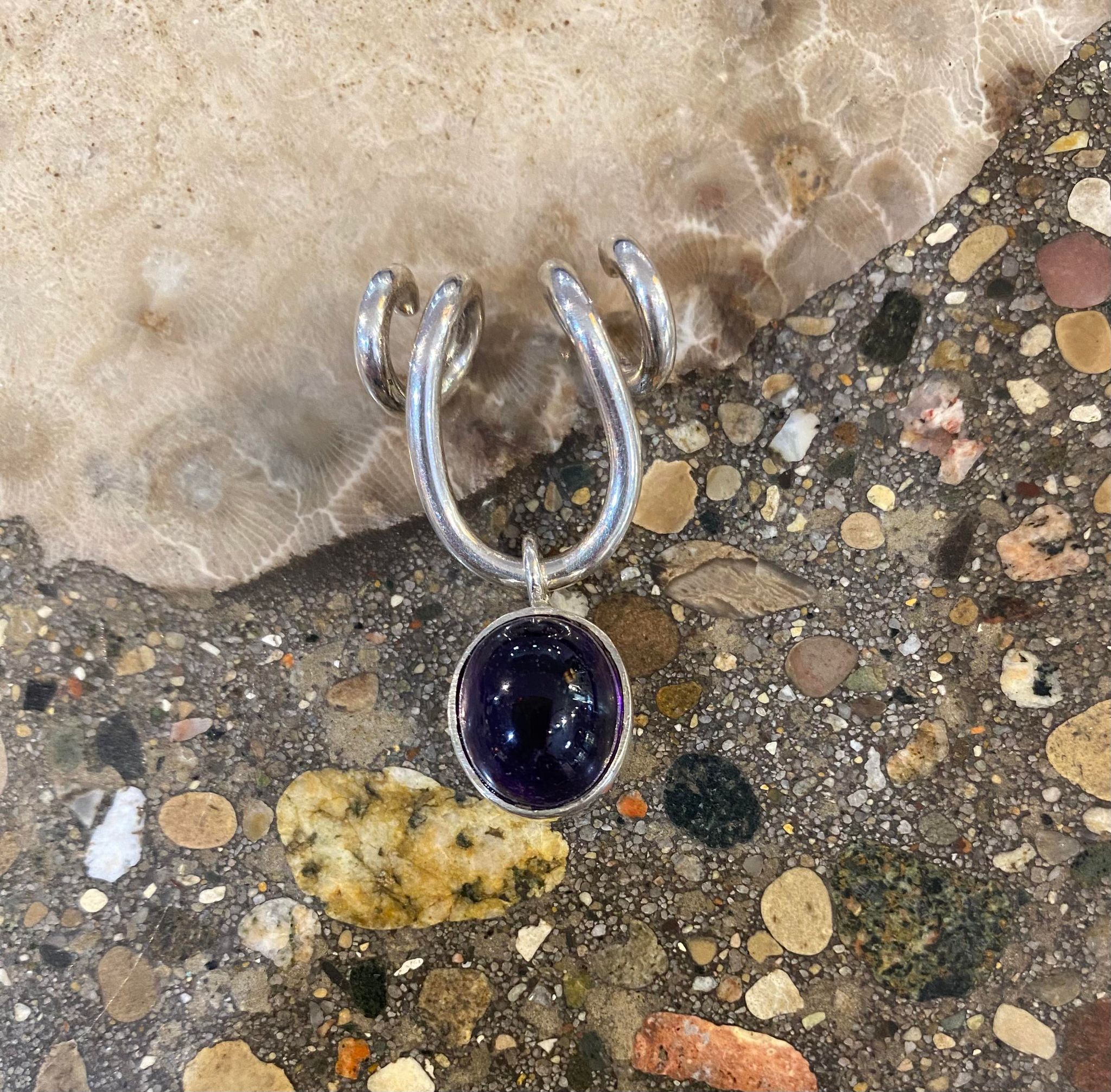 Oval Amethyst Slide Pendant