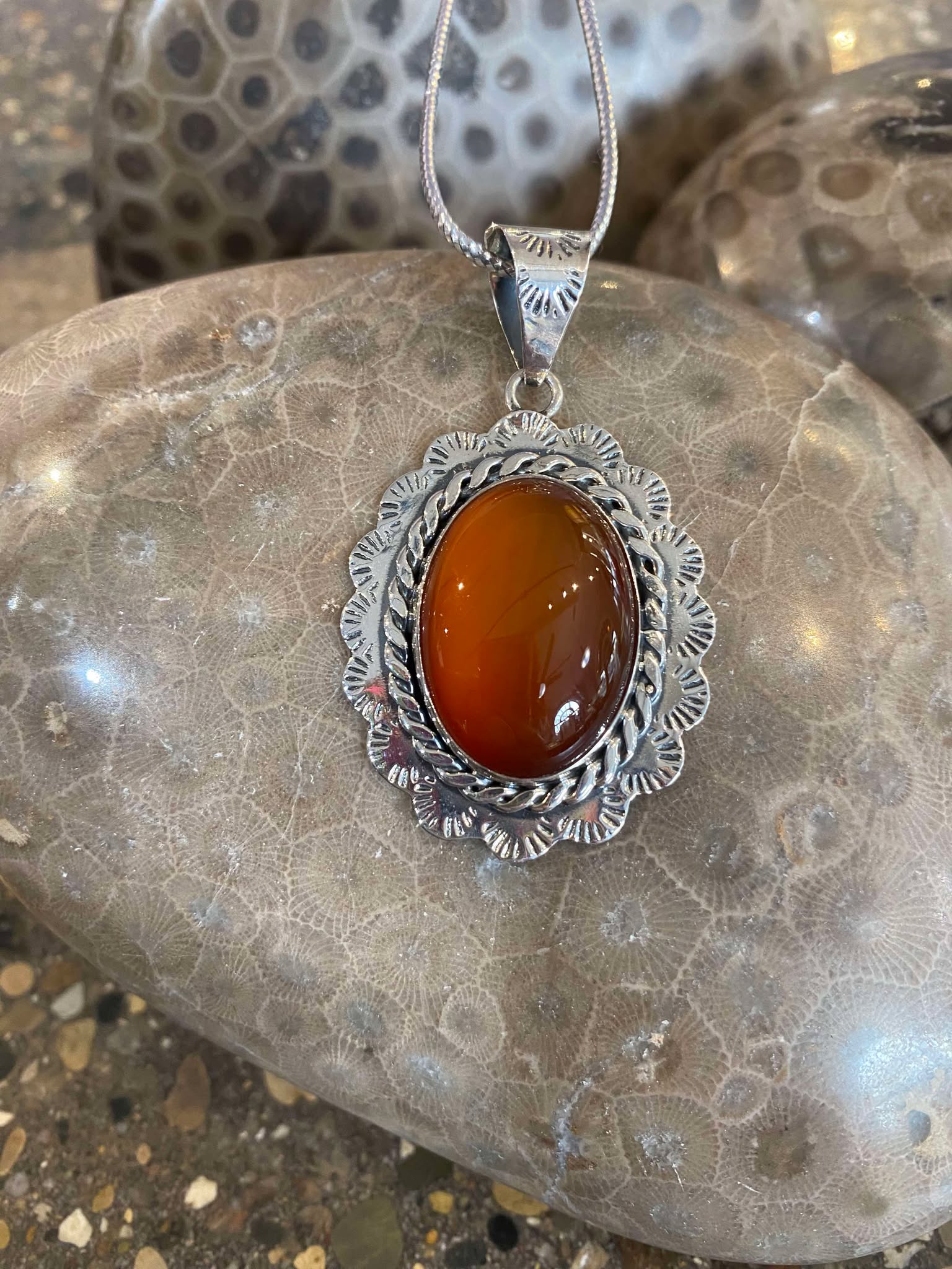 Carnelian Southwest Oval Pendant