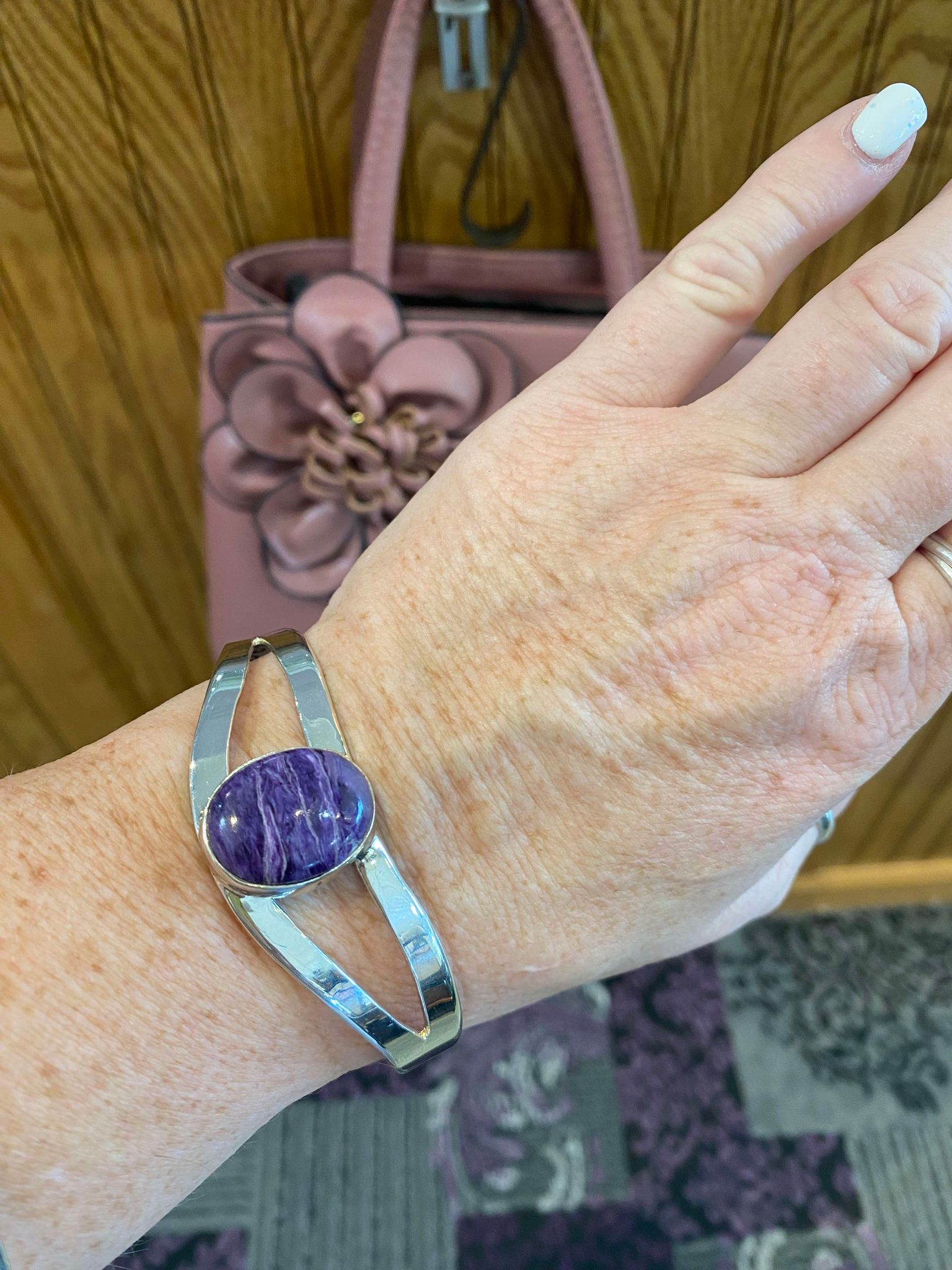 Charoite Oval Cuff Bracelet