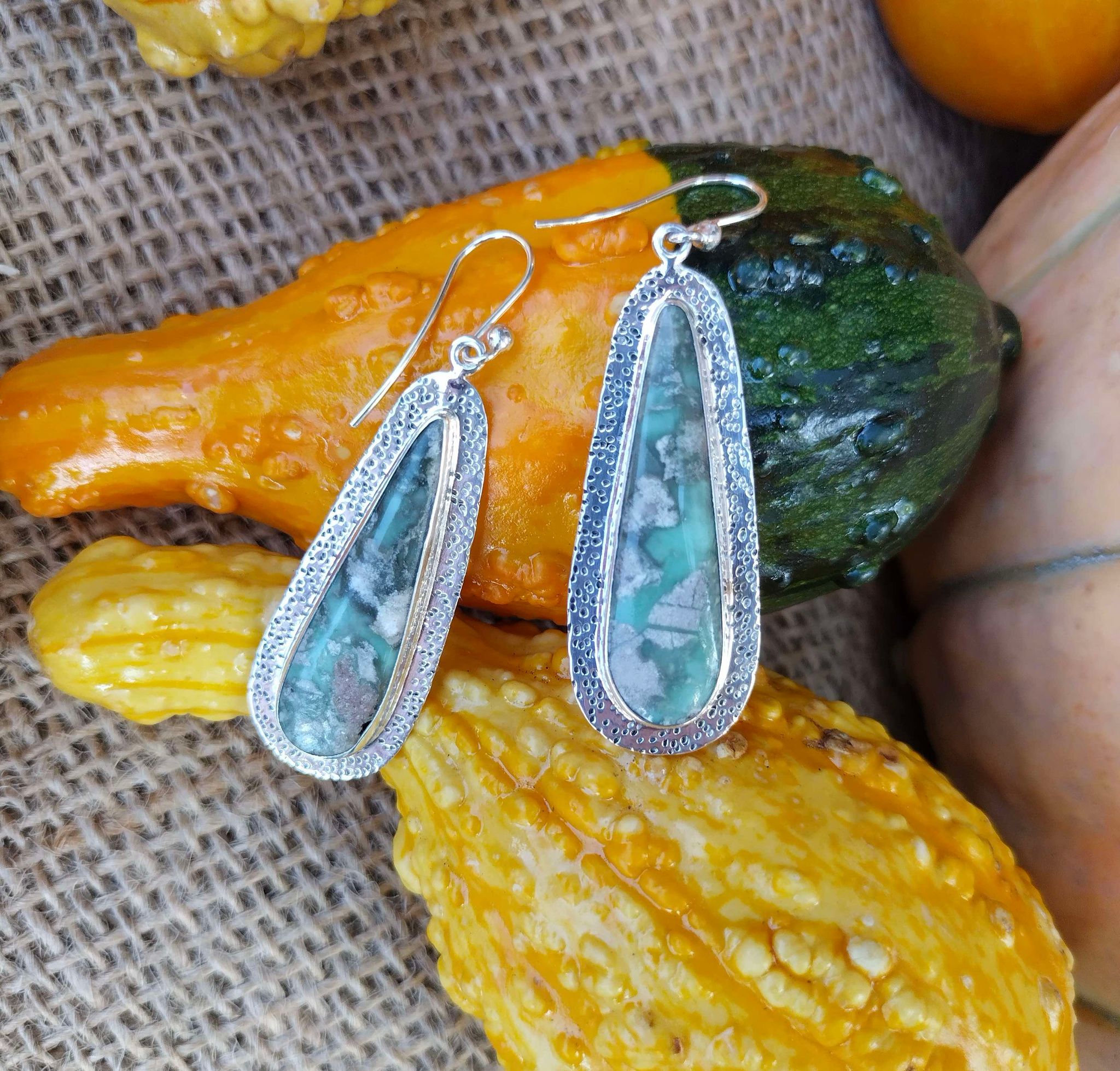 Green Turquoise Teardrop Earrings