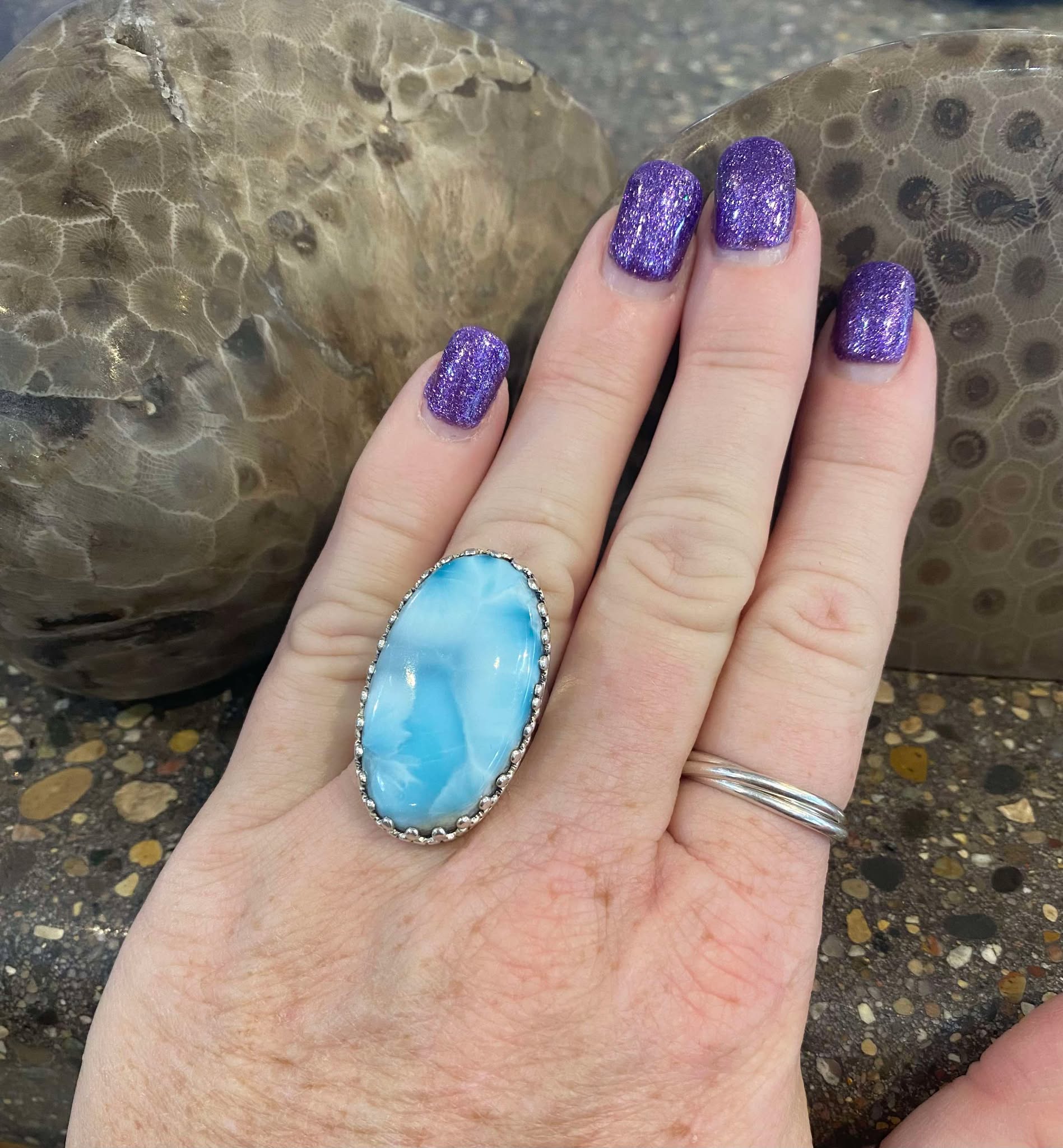 Larimar Large Oval Ring