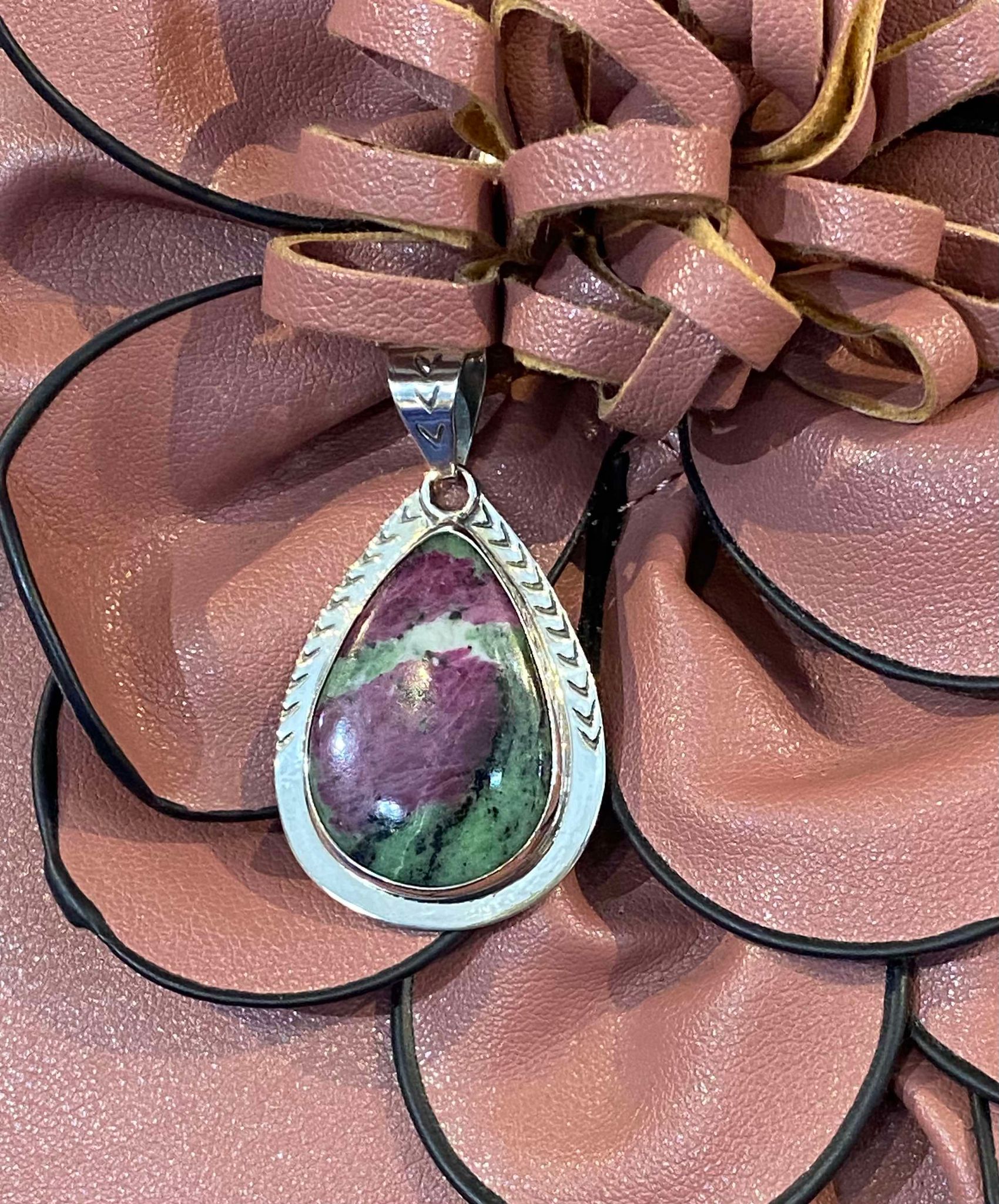 Ruby Zoisite Teardrop Pendant