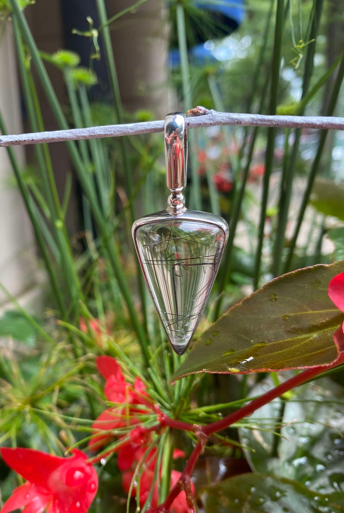 Rutilated Quartz Triangle Pendant