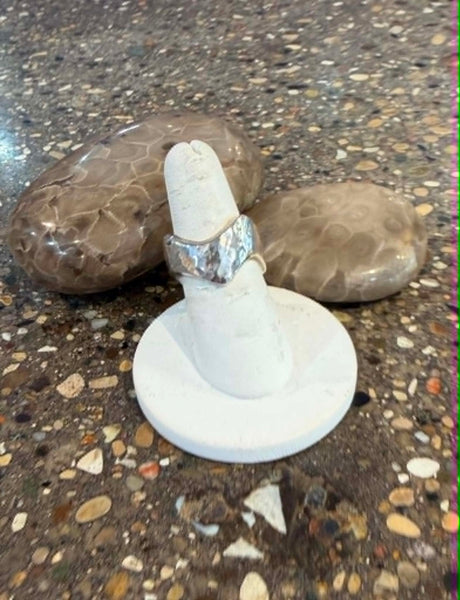 Sterling Silver Wide Hammered Band