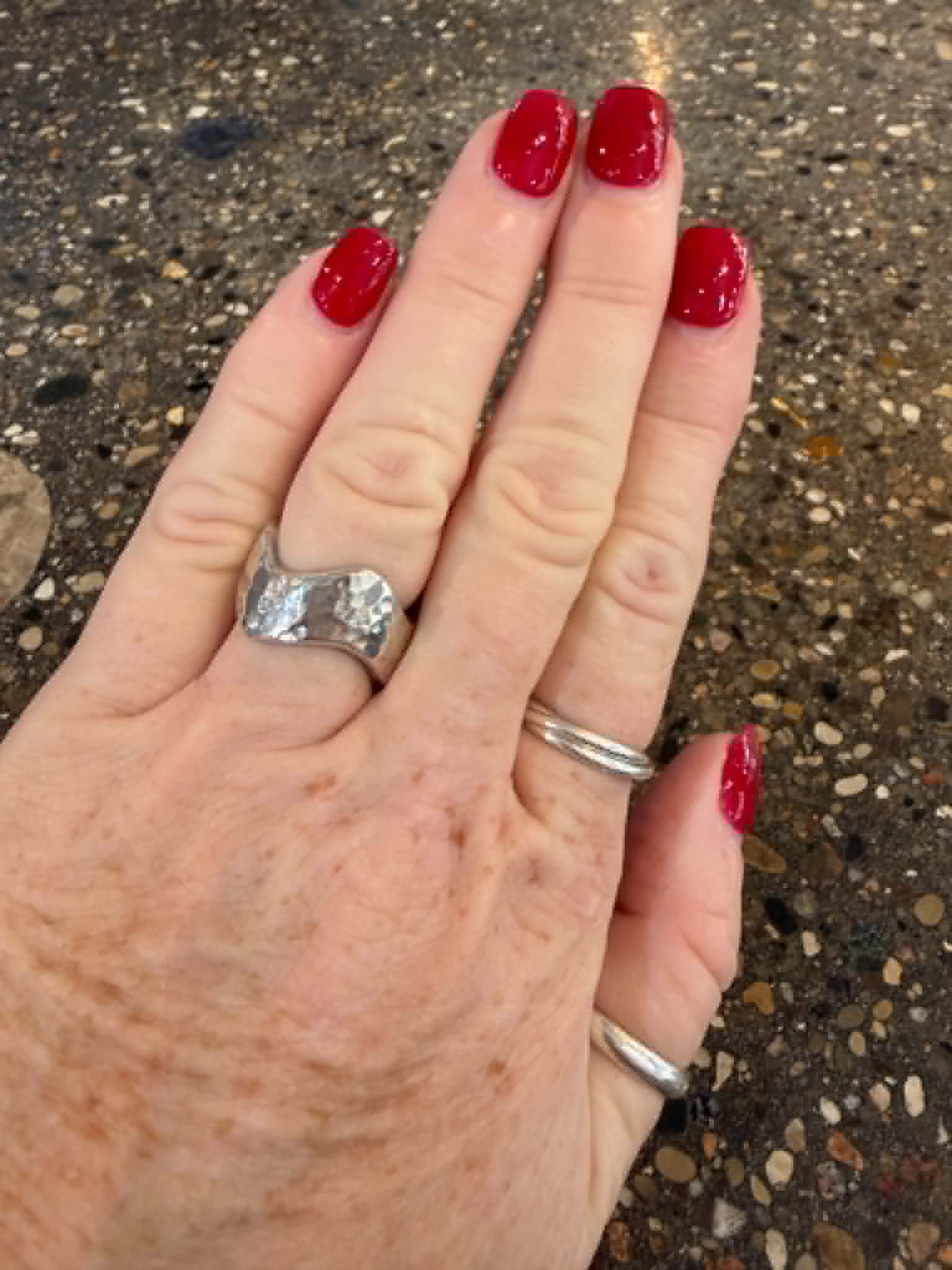 Sterling Silver Wide Hammered Band