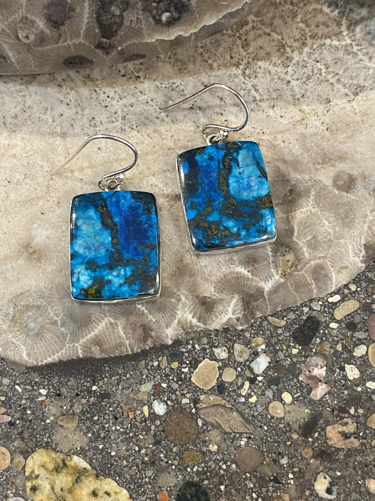 Azurite Rectangle Earrings