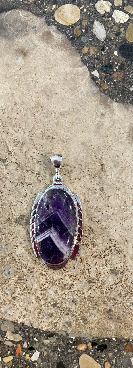 Chevron Amethyst Pendant