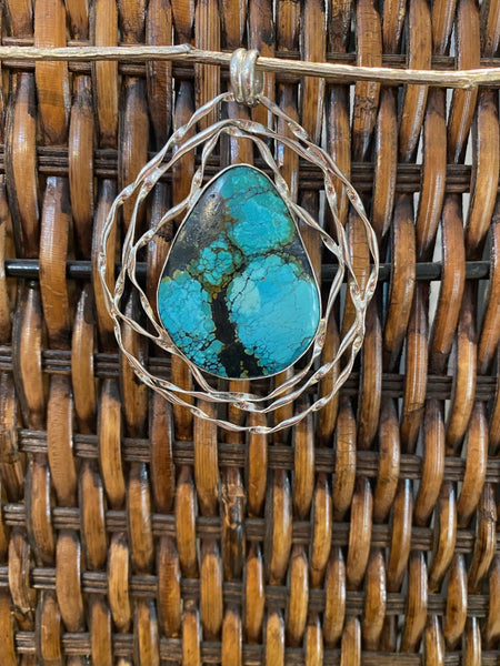 Turquoise and Sterling Silver Nest Pendant